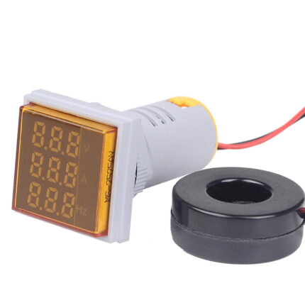 3 in 1 22mm 50-380V 100A 99Hz Digital LED Volt Amp HZ AC Ammeter Voltmeter Current Frequency Voltage Indicator Meter Tester Signal Lights