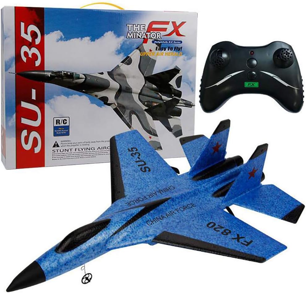 Drone Blue SU-35 Pepisky RC Plane Remote Control Airplane Ready to Fly 2.4GHZ 2 Channel RTF RC Glider Easy to Fly for Kids Beginners and Adults