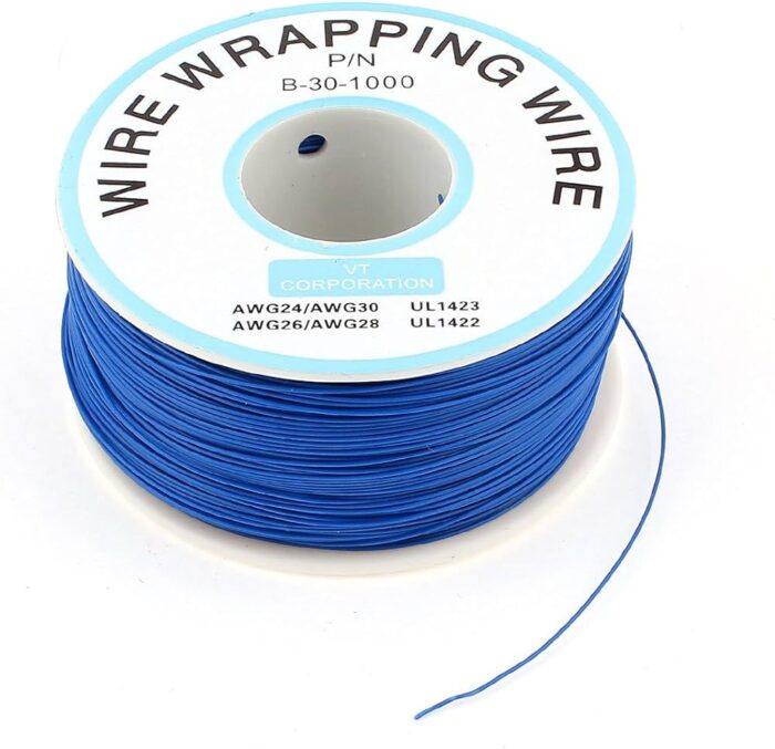 B-30-1000 Insulated PVC Coated 30AWG Wire Wrapping Wire-Blue-230 Meters