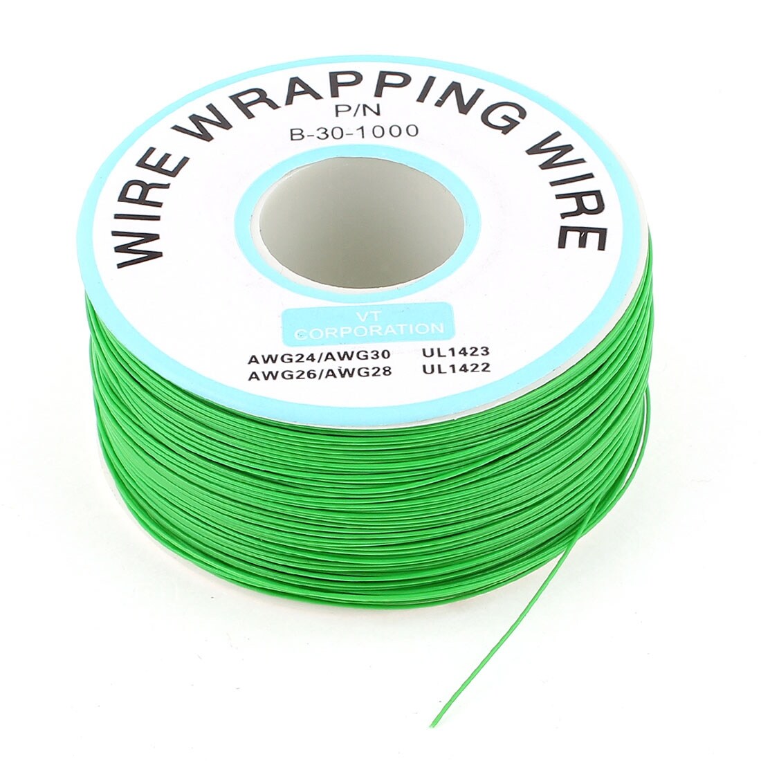 B-30-1000 Insulated PVC Coated 30AWG Wire Wrapping Wire-Green-230 ...