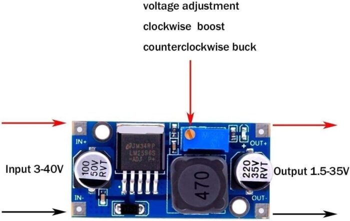 Besomi Electronics LM2596 DC-DC Stepdown Power Supply Module - Compact and Efficient Voltage Regulation - Reliable Power Conversion Without Display - Ideal for DIY Electronics.