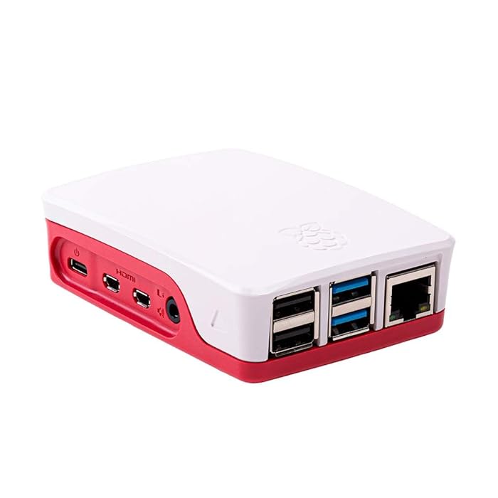 Besomi Electronics Official Raspberry Pi 4 Case - Red & White Computer Case with Compact Dimensions (3.0 x 9.0 x 7.4 cm) - Durable Material for Raspberry Pi Enthusiasts