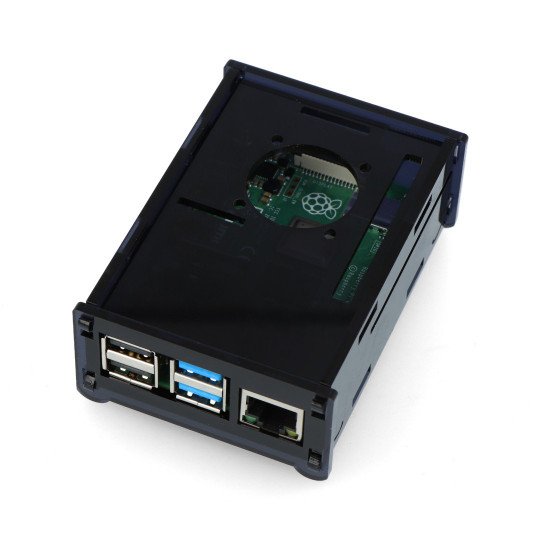 4B11 Full Cover Acrylic Case for Raspberry Pi 4B - Premium Black with Movable Upper Wall.