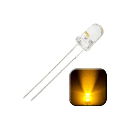 Besomi Electronics 5mm LED Diode Emitting Light - Round Head with Edge - Industrial Electrical Indicator Lights - Yellow Glow - Forward Voltage 1.85V, Forward Current 20mA