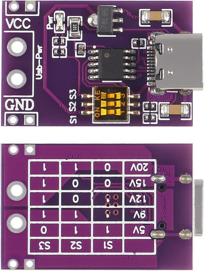 Type-C QC AFC PD2.0 PD3.0 to DC Fast Charge Decoy Trigger Support 5V 9V 12V 15V 20V Fixed Voltage Output