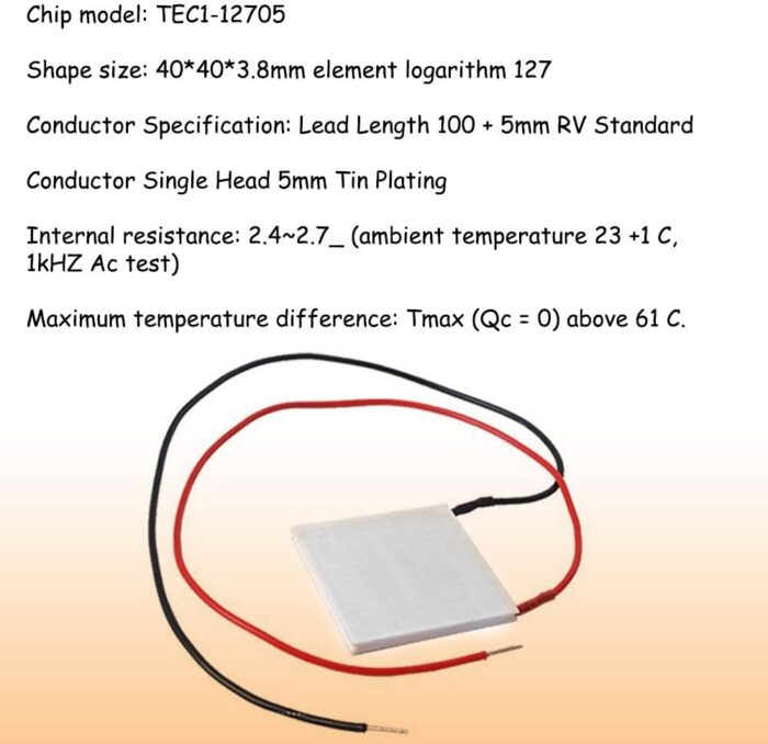 TEC1-12705 Thermoelectric Cooler Modules 12V 57W 5A - Efficient Cooling for DIY Projects