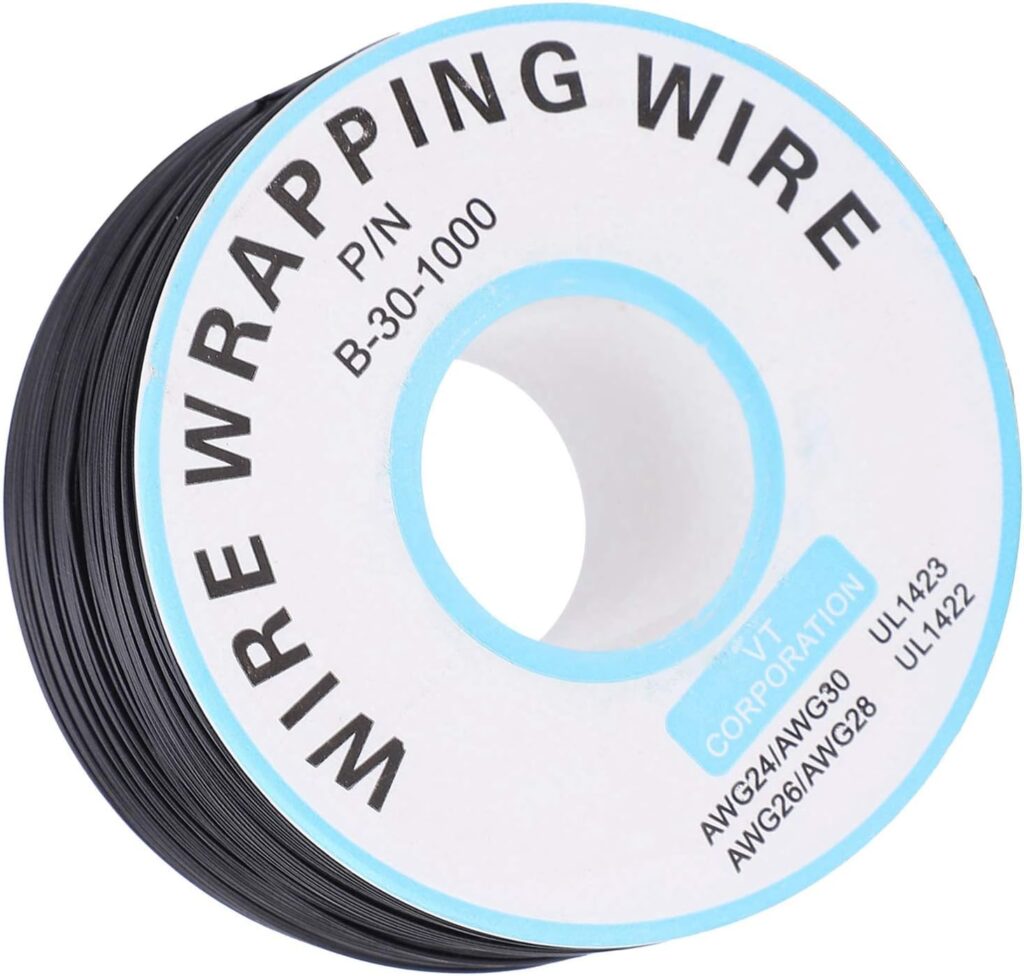 B-30-1000 Insulated PVC Coated 30AWG Wire Wrapping Wire - Black (230 Meters) for Precise Electronics Projects