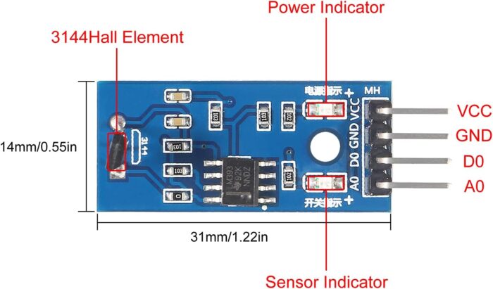 LM393 Linear Hall Effect Sensor Module, Precision Magnetic Field Detection, Comparator Output for Industrial and DIY Projects